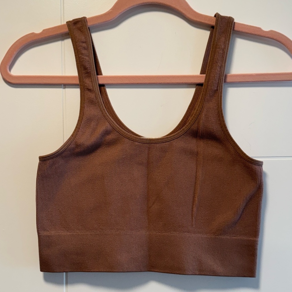 Coffee Ribbed Women's Bralette